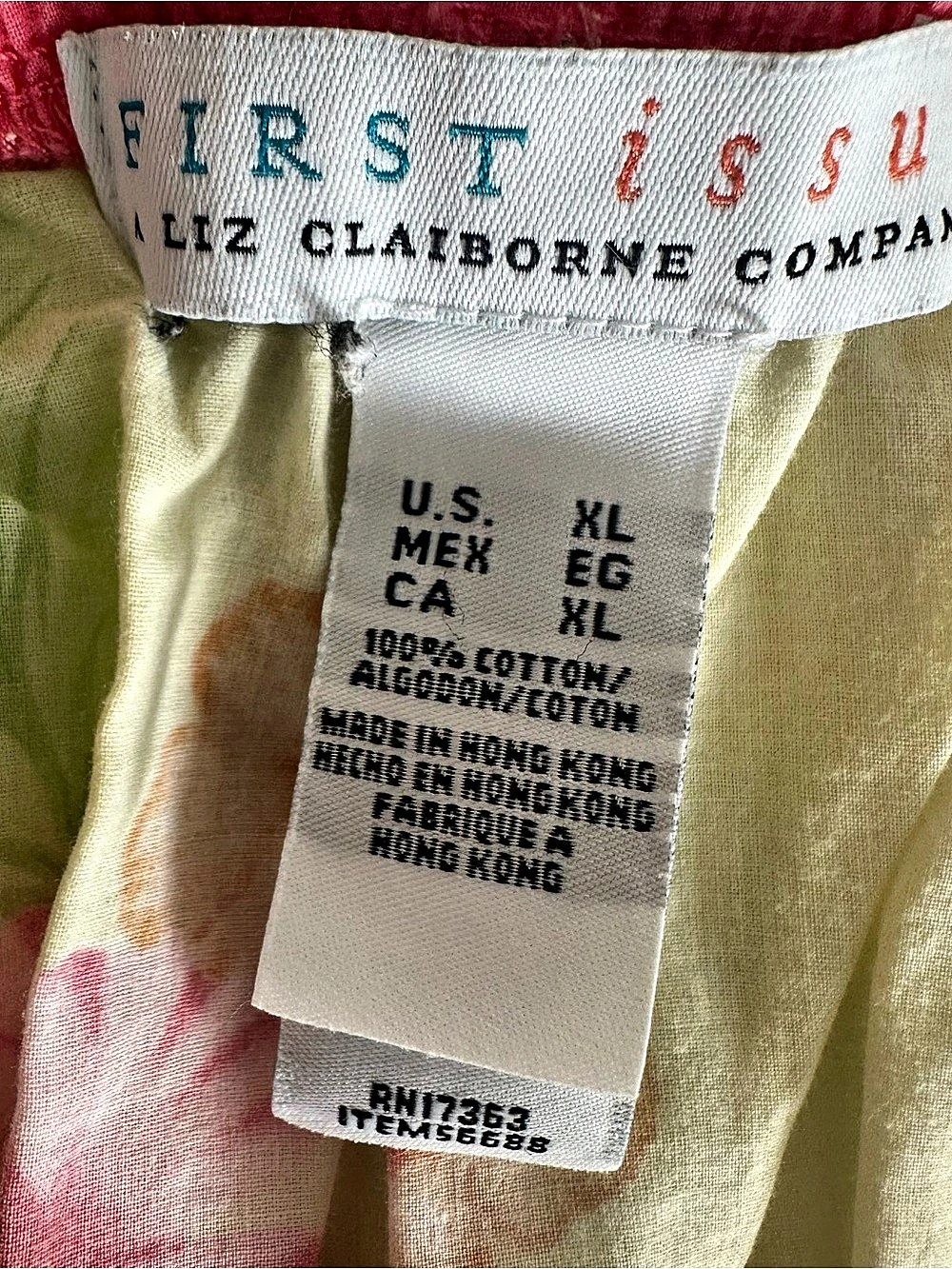 First Issue Liz Claiborne Floral Cotton Pajamas in Cream & Pink Size XL